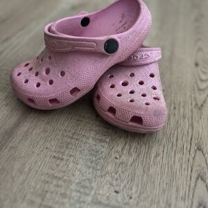 CROCS Pink Sandals Sparkly Perforated Design